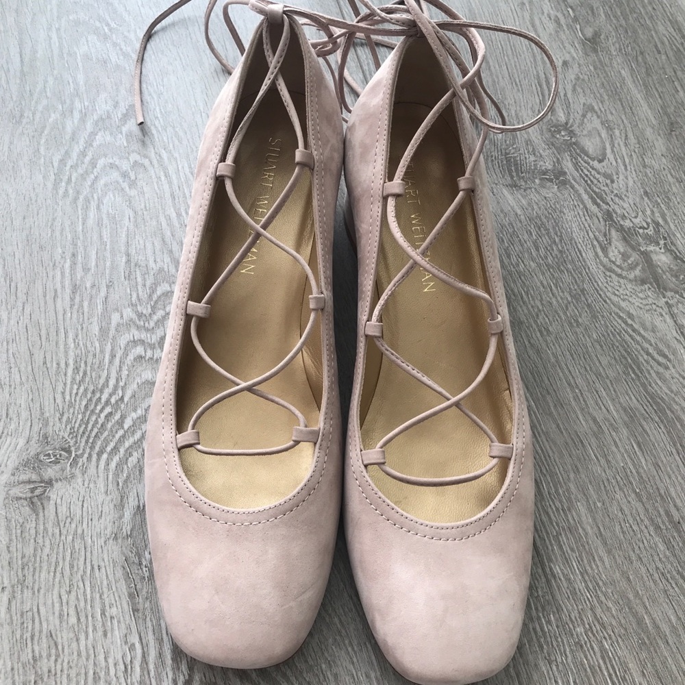 Stuart weitzman cordon lace up ballerina pump hush